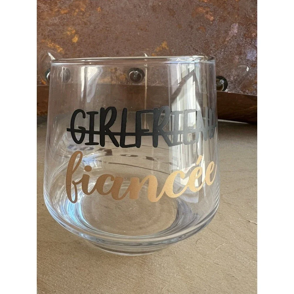 Engagement Gift Girlfriend Fiancé Stemless Wine Glass Wedding Bride Bachelorette